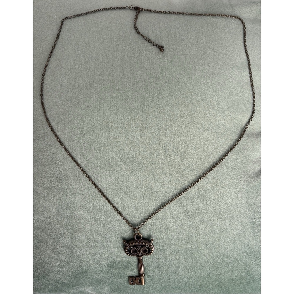 Handmade Owl Skeleton Key Gold Tone Magic Pendant‎ Chain Necklace 28-31" P075